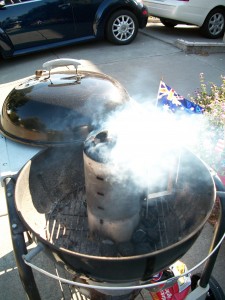 Getting the charcoal ready for a cook up ...